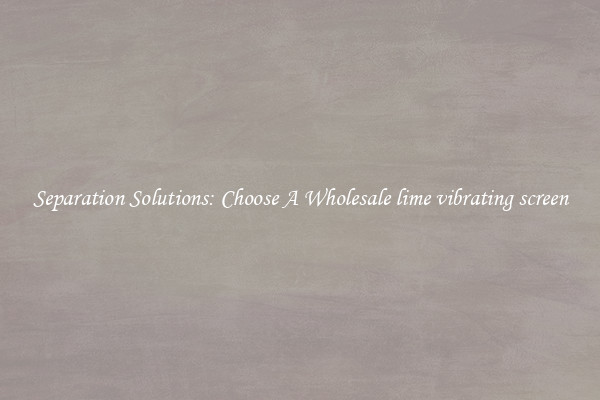 Separation Solutions: Choose A Wholesale lime vibrating screen